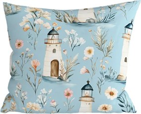 Bawełniana poszewka na poduszkę LIGHTHOUSE POLY 45x45 cm, niebieska