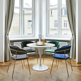 Aksamitne krzesło w stylu glamour na złotym stelażu Margo