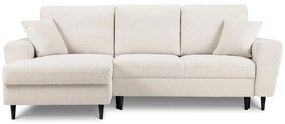 Beżowy rozkładany narożnik ze schowkiem z materiału bouclé (lewostronny/z szezlongiem) Kyoto – Cosmopolitan Design