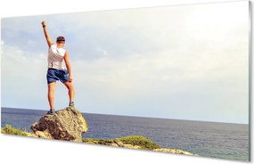Szklany Panel Człowiek nad Morzem pod Niebem