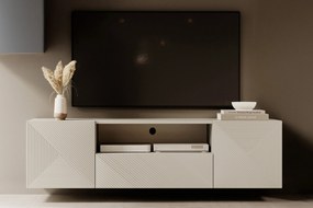 Szafka RTV Asha 167 cm wisząca z szufladą i wnęką - kaszmir