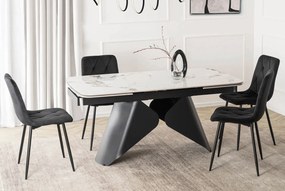 Ceramiczny stół z rozkładanym blatem Verona 160-240 cm, biały marmur/czarny