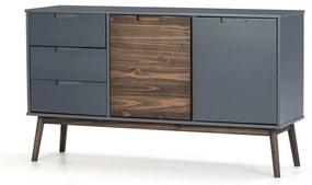 Antracytowa/ciemnobrązowa niska komoda z litego drewna sosnowego 140x80 cm Nussa – Marckeric