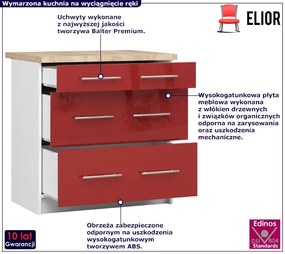 Czerwona szafka kuchenna z szufladami - Poli 8X