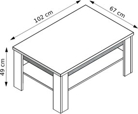 Ława z Półką do Salonu NOVO 102 cm Biała / beton Nowoczesna