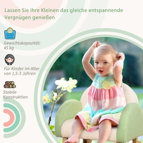 HOMCOM Bujak Dla Dzieci Uroczy Design Drewno Eukaliptusowe Imitacja Futra Zielony | Aosom PL