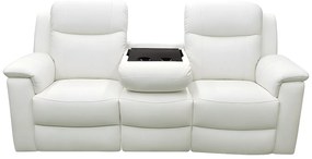 Kanapa skórzana 3-osobowa EVASION z funkcją relax - biały kość słoniowa