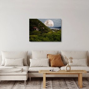 Obraz na szkle - krajobraz z księżycem (70x50 cm)