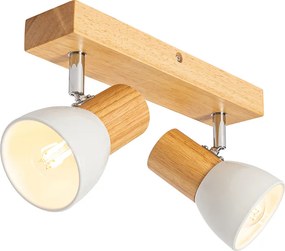 Plafon z reflektorami drewniany i biały 2-punktowy regulowany - Thorin