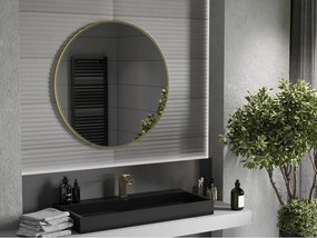 Mexen Loft lustro łazienkowe okragłe 90 cm, rama złota szczotkowana - 9850-090-090-000-50