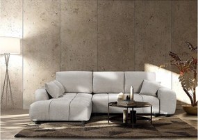 Lewa narożna sofa rozkładana w tkaninie szenilowej "Verneuil" - 3 miejsca - beżowa