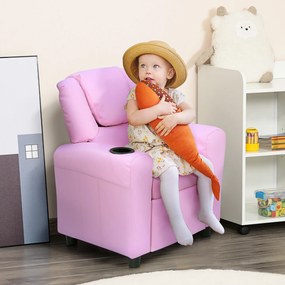HOMCOM Fotel dziecięcy mini fotel sofa dla dzieci wiek 3-6 lat funkcja leżaka kolor różowy