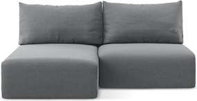 Szary aksamitny rozkładany/ze schowkiem narożnik (lewostronny/z szezlongiem) Kalena – Makamii