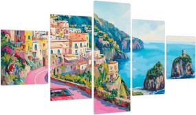 Obraz - Różowa droga przy wybrzeżu (125x70 cm)