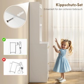 HOMCOM Szafka kuchenna z blatem roboczym, uchwytem na kieliszki do wina, szafka magazynowa do kuchni, jadalni, 170 cm, MDF, szkło, biały | Aosom PL