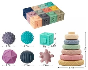 Woopie baby klocki sensoryczne układanka do ściskania dźwięk nauka liczenia 23 el.