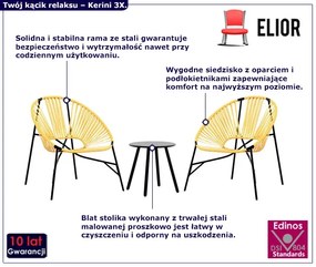Zestaw czarno-żółtych krzeseł ogrodowych - Tinez 3X