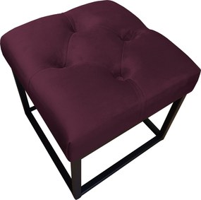 Pufa CHESTERFIELD tkanina Welur loft ławka podnóżek metal : Kolor Stelaża - Czarny , Kolor tkaniny - VELVET - MG02, Typ tkaniny - Velvet