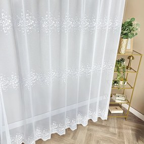 Firana haftowana Markizeta Trzy Pasy florystyczny wzór - wys. 270 cm