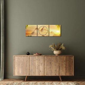Obraz - Piramidy (z zegarem) (90x30 cm)