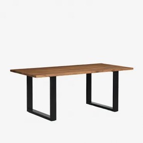 Prostokątny Stół Jadalniany 200x100 Cm Z Drewna Akacjowego I Stali Milet Akacja Brąz - Sklum