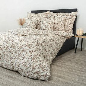 Kvalitex Pościel krepa Kvítí beżowa, 240 x 220 cm, 2 szt. 70 x 90 cm