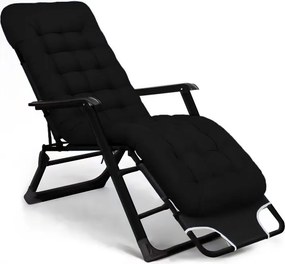 Leżak ogrodowy rozkładany Tossa DC01-BK-BK, poduszka czarna, stelaż czarny