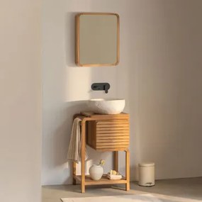 Zestaw Mebli Łazienkowych Z Drewna Tekowego Bradley Nieregularna Z Biały Cementu ↔︎40 - Sklum