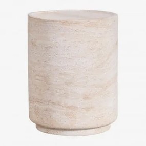 Okrągły Stolik Pomocniczy Ø35 Cm W Wyglądzie Betonu Travertynowego Darwys Travertine - Sklum