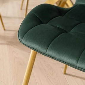 Krzesło Tapicerowane do Jadalni LUCKY Zielone Welurowe Glamour