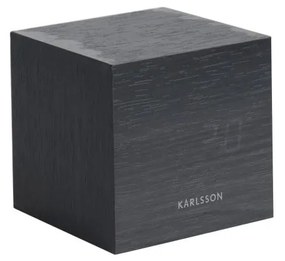 Czarny budzik Karlsson Mini Cube, 8x8 cm