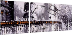 Obraz - Obraz olejny przedstawiający miasto II. (z zegarem) (90x30 cm)