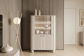 Witryna Vesper do salonu - kaszmir / czarne uchwyty / nogi kule