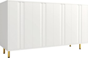 Komoda z 4 drzwiami - 140 x 40 x 85,9 cm - MDF + nogi metalowe - do salonu, jadalni - biała