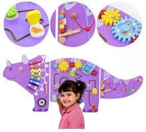 Viga drewniana tablica sensoryczna-manipulacyjna edu triceratops