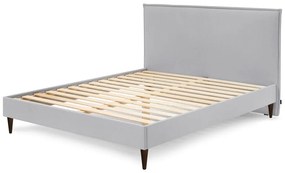Jasnoszare tapicerowane łóżko dwuosobowe ze stelażem 180x200 cm Sary – Bobochic Paris