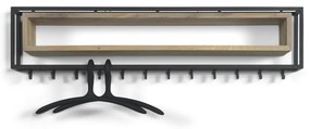 Czarno-naturalny metalowy wieszak ścienny z półką School – Spinder Design