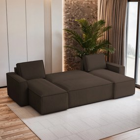 Masseno Narożnik PESANO z funkcją spania i pojemnikiem na pościel Narozniki U, Rozkładana sofa - Brązowy, POSO 06