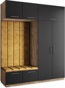 Masseno Garderoba REMA 200/240/60 cm Nowoczesna Szafa do Przedpokoju Dąb lefkas, MONOLITH 48 (Żółty)