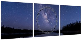 Obraz nocnego nieba (z zegarem) (90x30 cm)