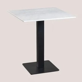 Kwadratowy Stolik Barowy Z Marmuru Livanto Biały Marmur & ↔︎ 70 Cm & Czarny - Sklum