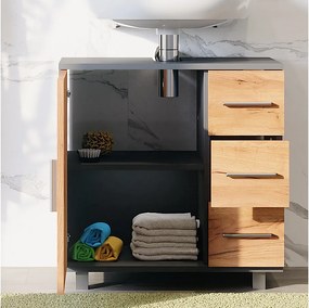 Szafka pod umywalkę antracyt/złoty dąb 60x33x60.8 ilias