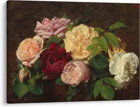 Obraz - Henri Fantin-Latour, Roses de Nice on a Table, reprodukcje (70x50 cm)