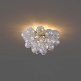 Designerska lampa sufitowa mosiężna z tęczowym szkłem 6-punktowa - Uvas