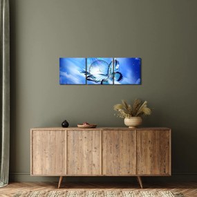 Obraz - Motyl, symbol nadziei (z zegarem) (90x30 cm)