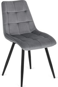 Krzesło Tapicerowane do Jadalni RIO Szare Welurowe Nowoczesne Loft