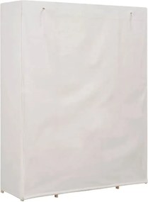 Materiałowa biała szafa z drewnianym stelażem W9-M26