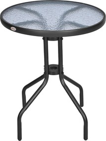 Outsunny Stół Ogrodowy Balkonowy Bistro Metalowy z Szybą Bezpieczną Okrągły 60cm Wysokość 70cm | Aosom PL