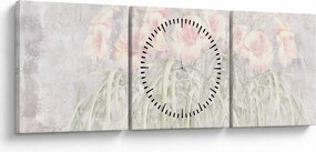 Obraz - Freska lilii (z zegarem) (90x30 cm)