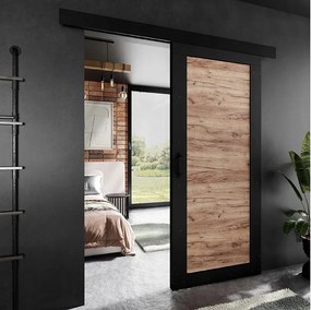 Drzwi przesuwne PALADIO 2 z maskownicą czarne i dąb craft złoty 90
